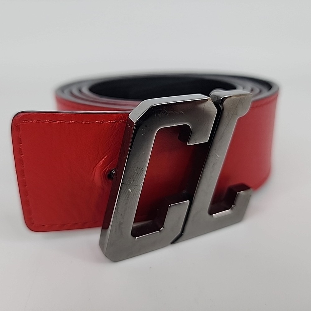 Christian Louboutin Men's Monogram Happy Rui CL Logo Belt SZ 110/44 Reversible